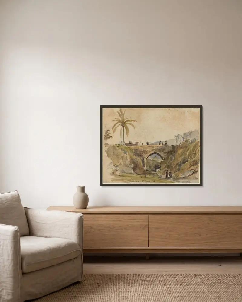 Brücke bei Caracas von Camille Pissarro gerahmt an einer Wand