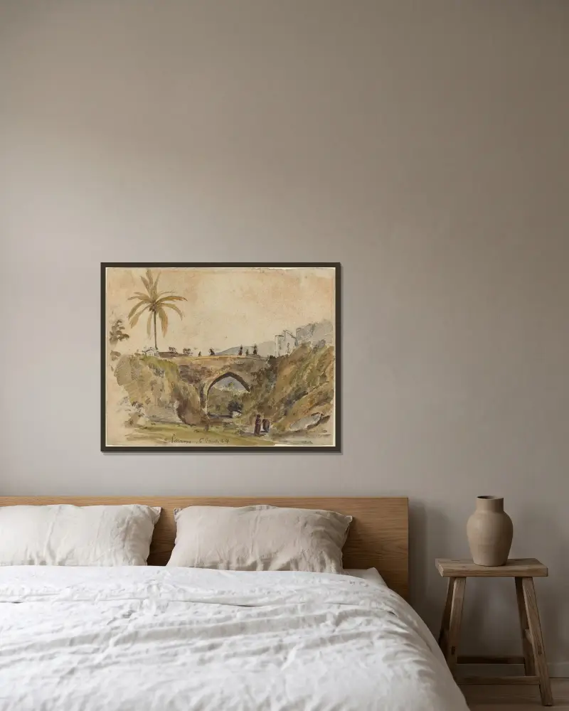 Brücke bei Caracas von Camille Pissarro gerahmt an einer Wand