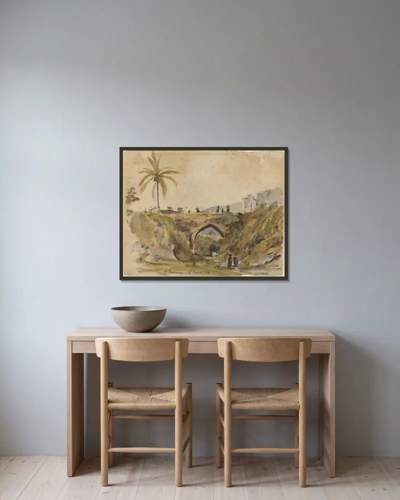 Brücke bei Caracas von Camille Pissarro gerahmt an einer Wand