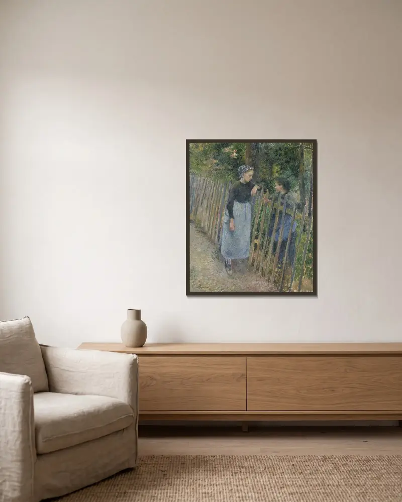 Conversation av Camille Pissarro inramad på en vägg