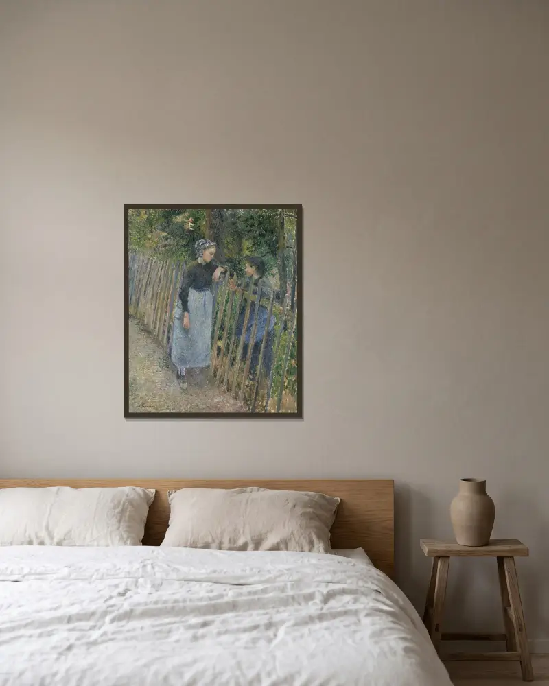 Conversation av Camille Pissarro inramad på en vägg