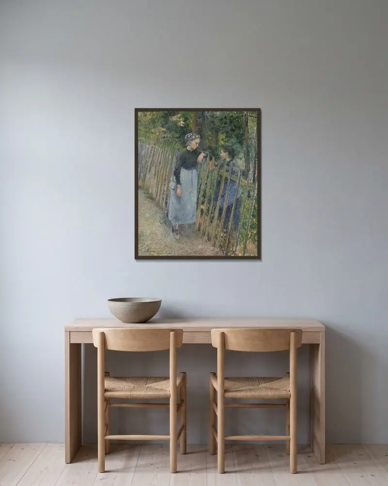 Conversation av Camille Pissarro inramad på en vägg
