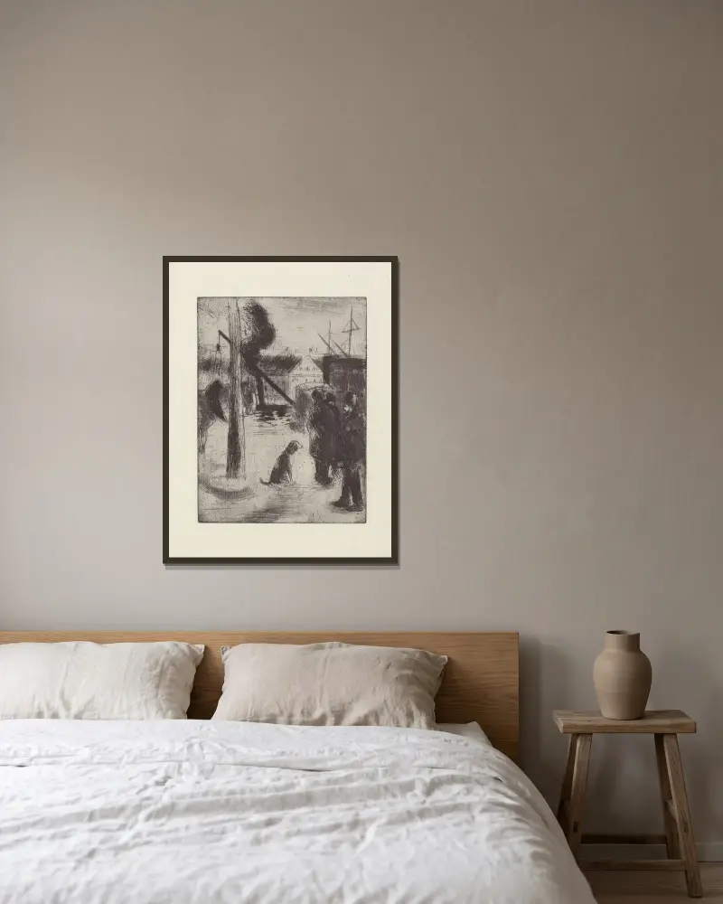 Cours Boieldieu, Rouen av Camille Pissarro inramad på en vägg