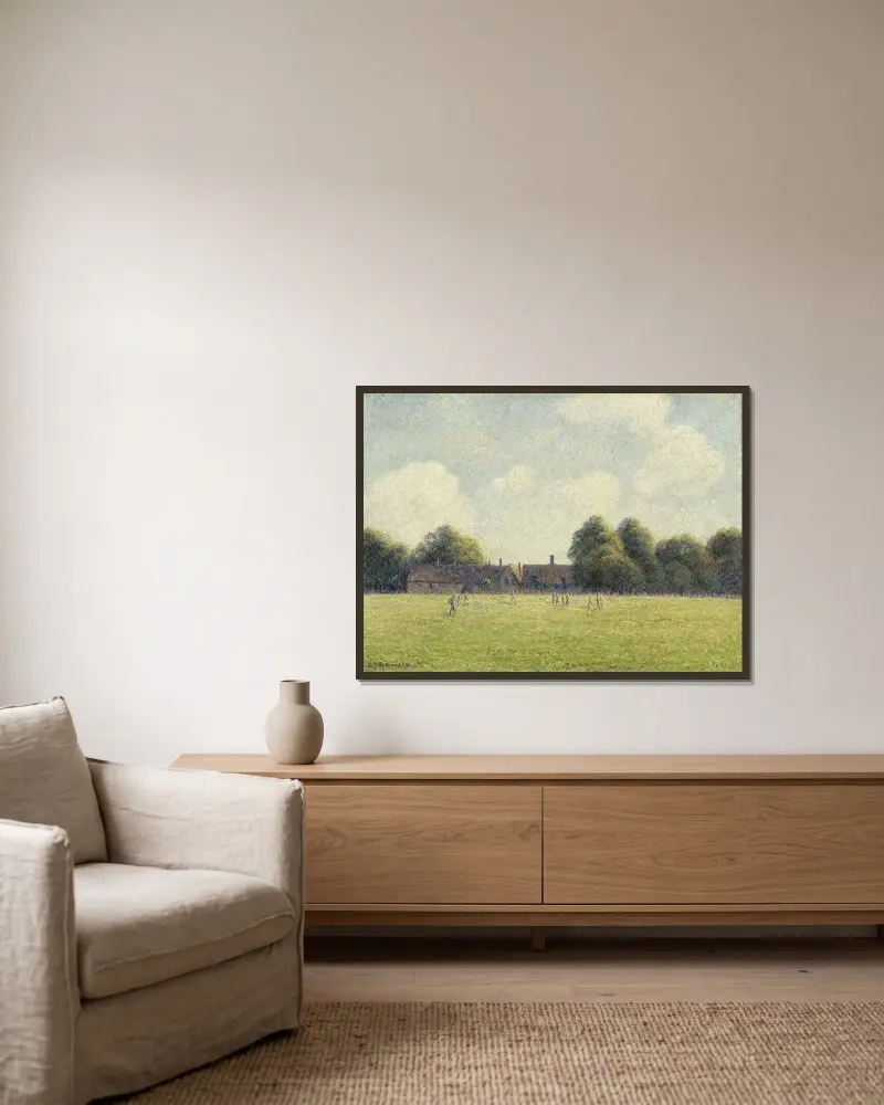 Hampton Court Green av Camille Pissarro inramad på en vägg