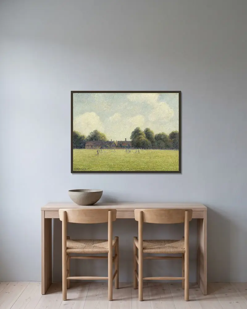 Hampton Court Green av Camille Pissarro inramad på en vägg