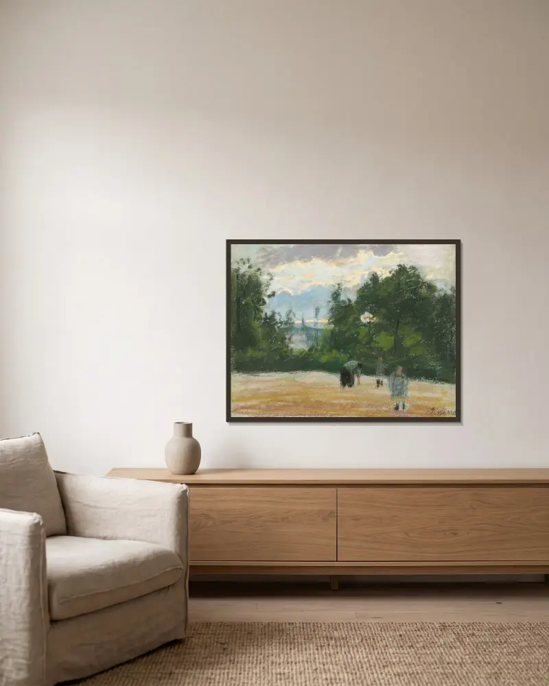 La clairière av Camille Pissarro inramad på en vägg