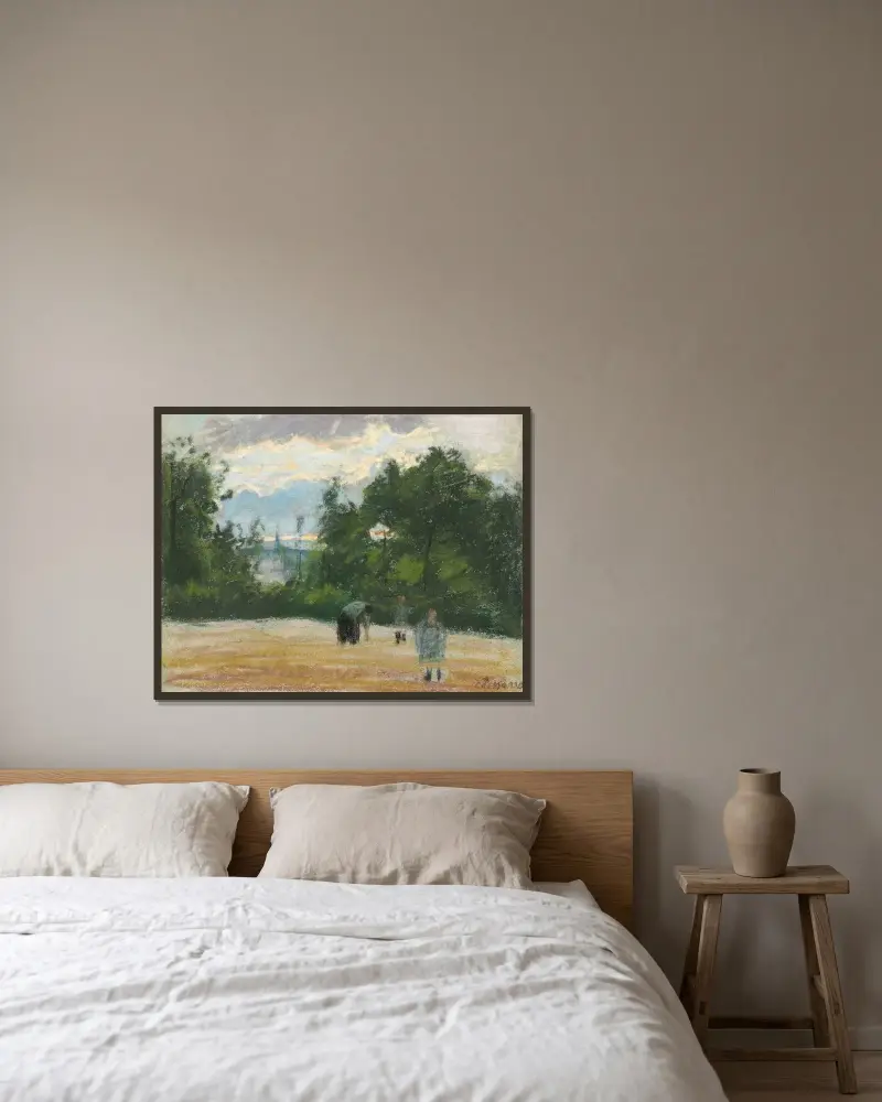 La clairière av Camille Pissarro inramad på en vägg