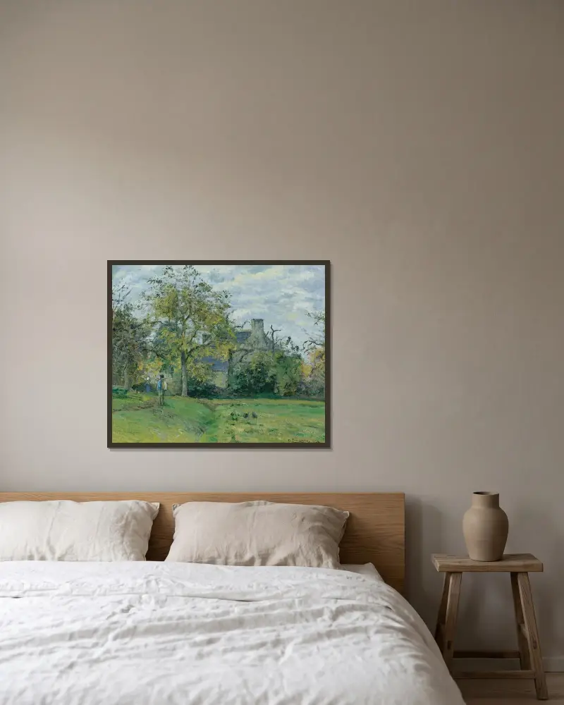 Piettes hus i Montfoucault av Camille Pissarro inramad på en vägg