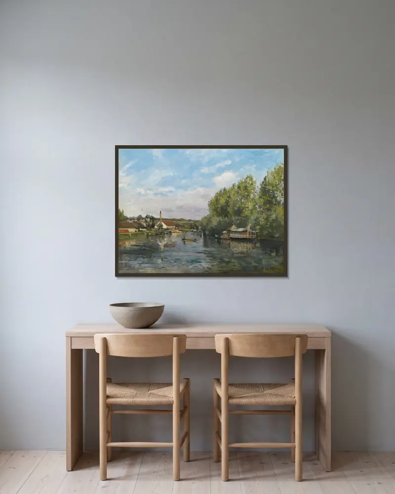 Seine vid Port-Marly av Camille Pissarro inramad på en vägg