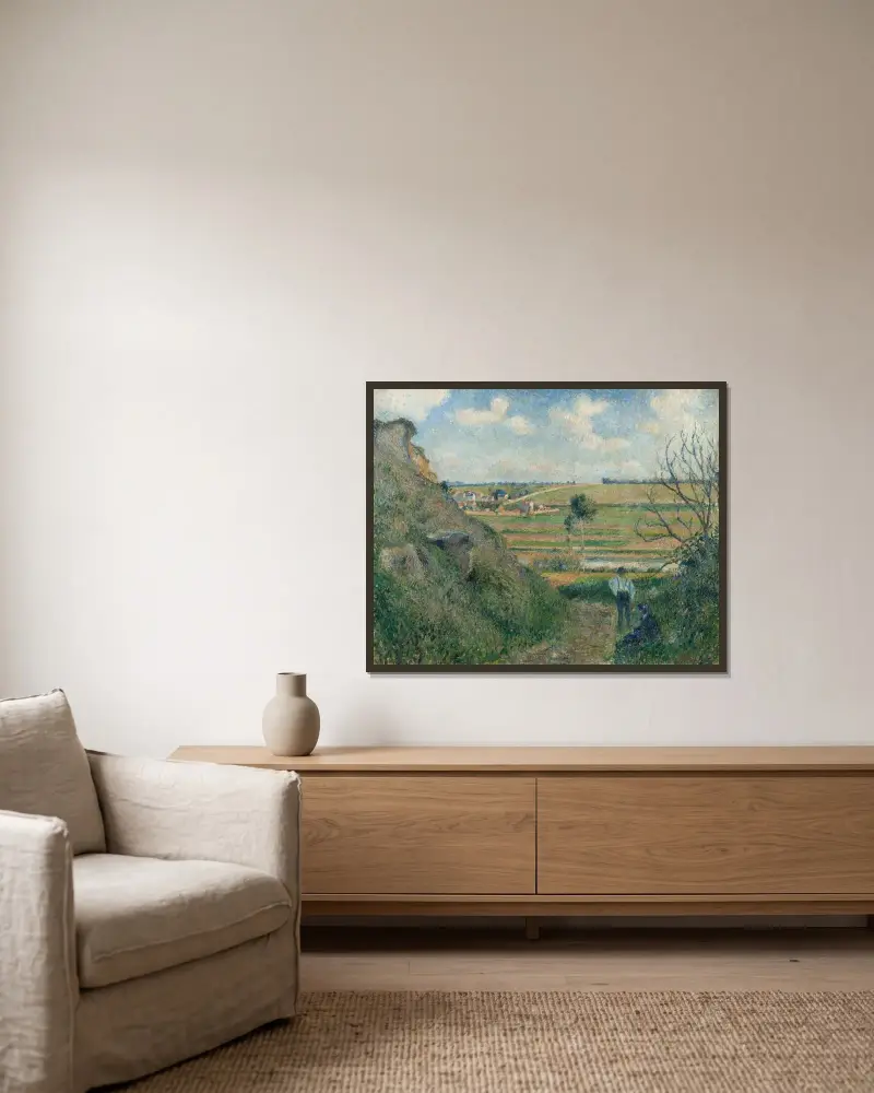 Landscape, Bazincourt av Camille Pissarro inramad på en vägg