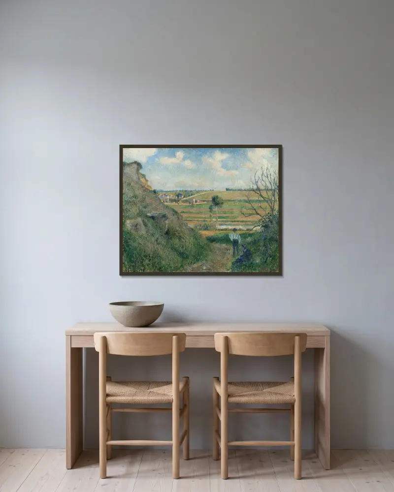 Landscape, Bazincourt av Camille Pissarro inramad på en vägg