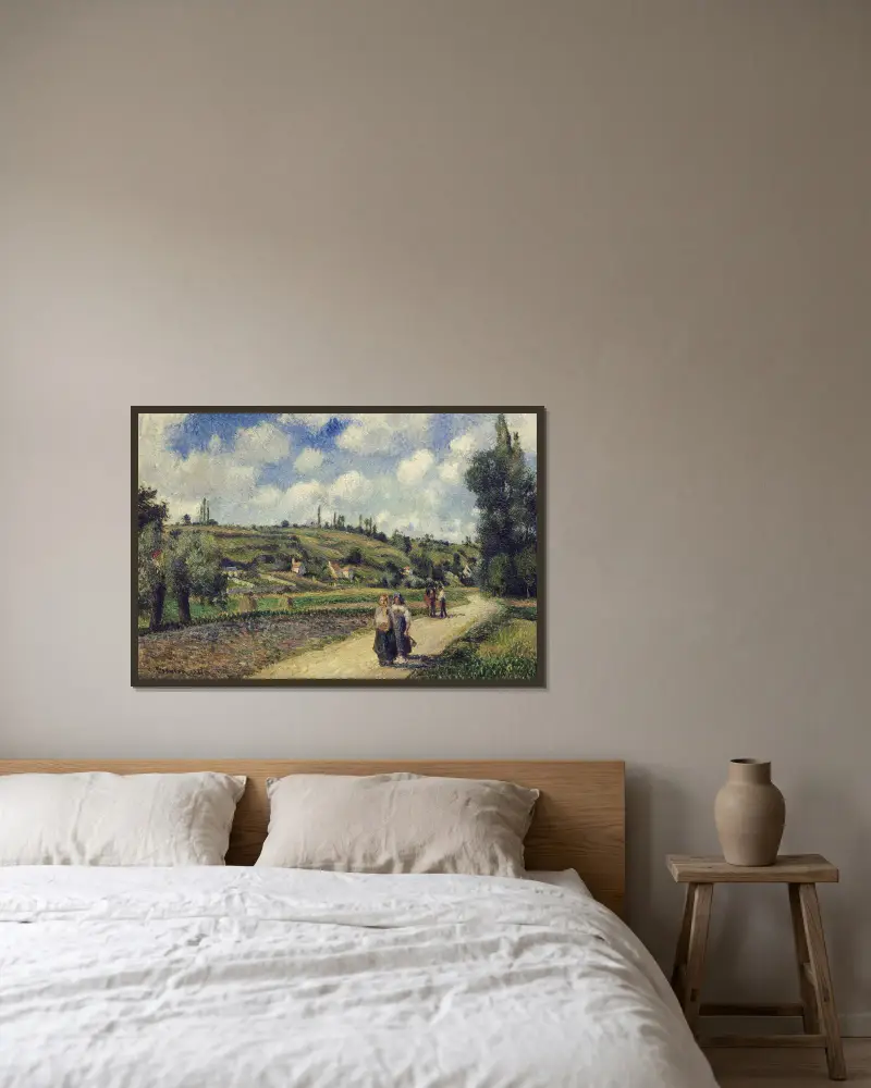 Landskap nära Pontoise, vägen till Auvers av Camille Pissarro inramad på en vägg
