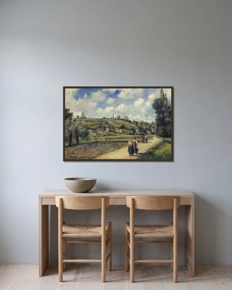 Landskap nära Pontoise, vägen till Auvers av Camille Pissarro inramad på en vägg
