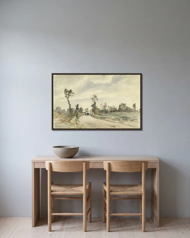Louveciennes, vägen till Saint-Germain av Camille Pissarro inramad på en vägg