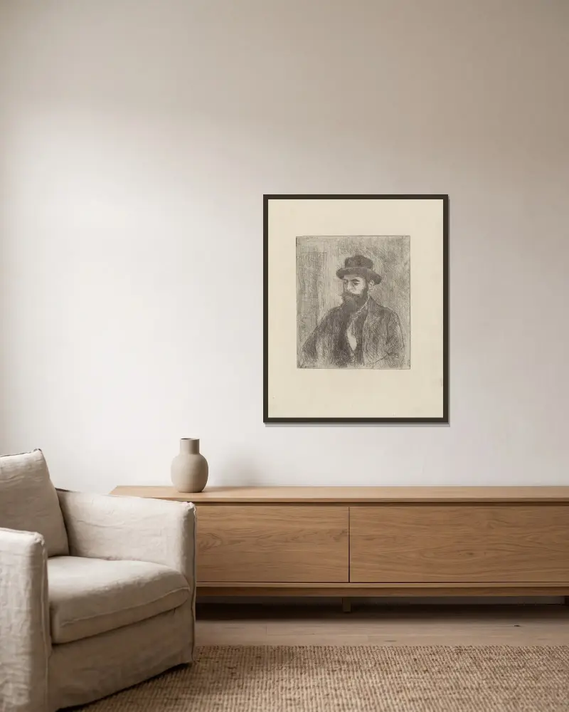 Lucien Pissarro av Camille Pissarro inramad på en vägg