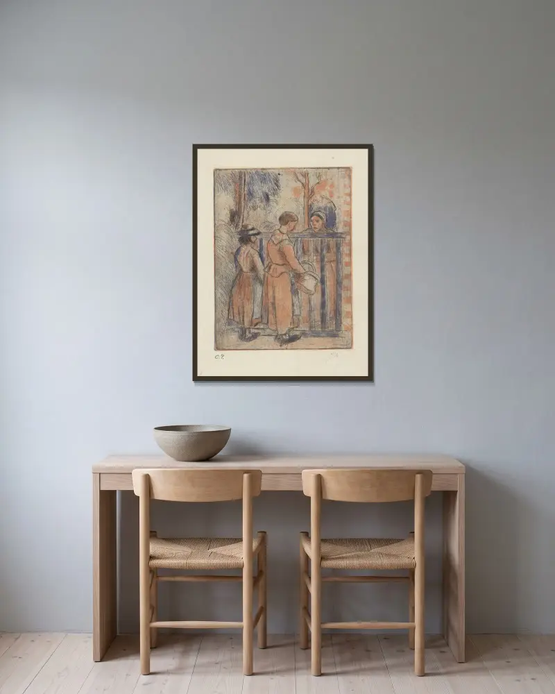 Mendiantes av Camille Pissarro inramad på en vägg
