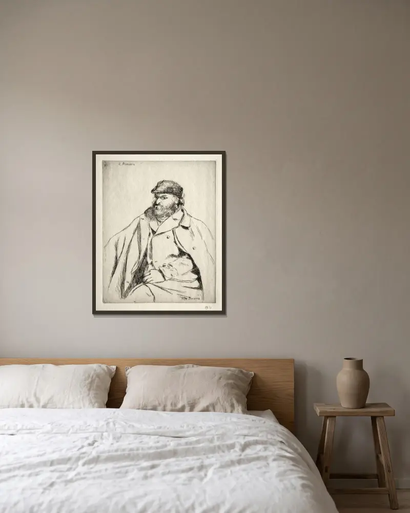 Paul Cézanne av Camille Pissarro inramad på en vägg