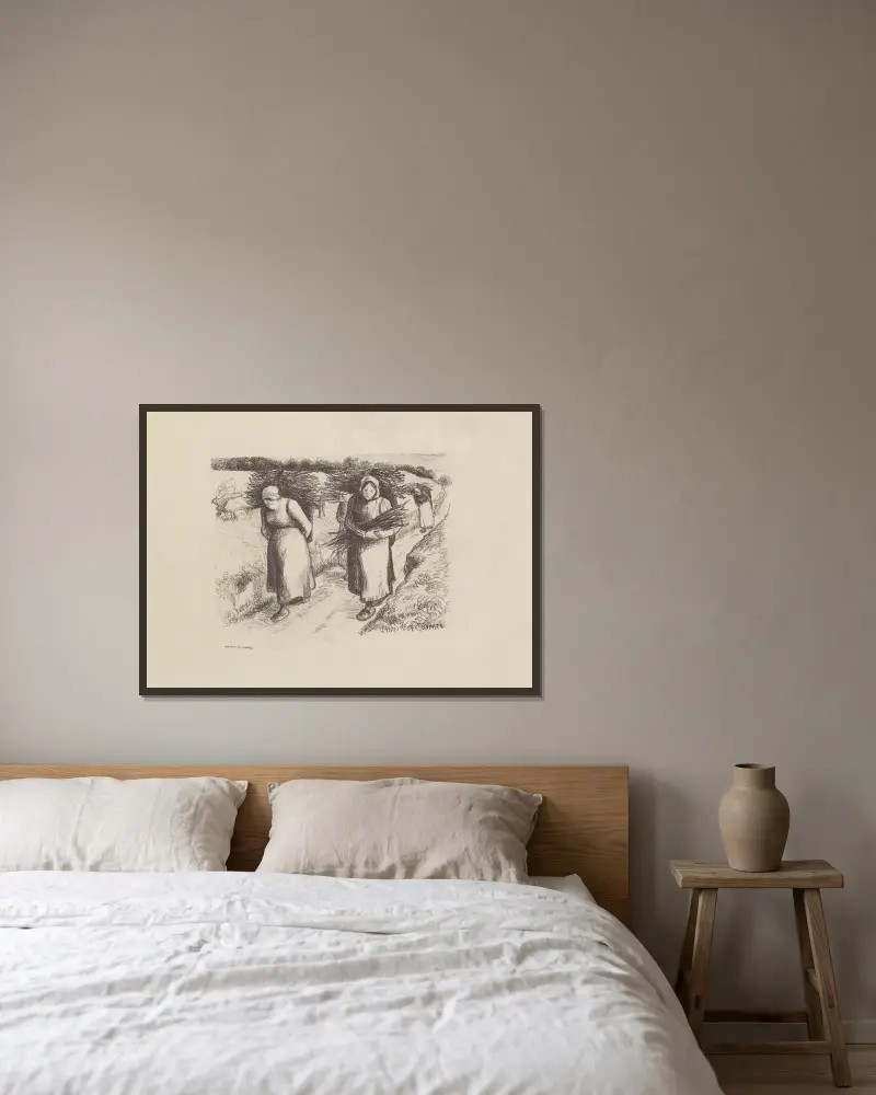 Paysannes portant des fagots av Camille Pissarro inramad på en vägg
