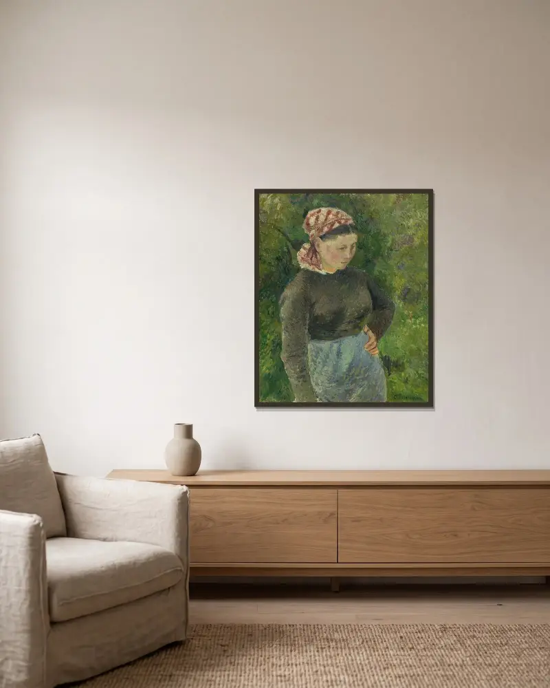 Bondkvinna av Camille Pissarro inramad på en vägg