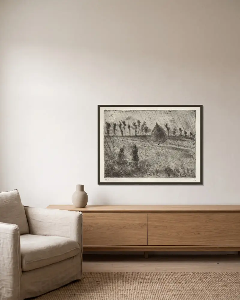Rain Effects av Camille Pissarro inramad på en vägg