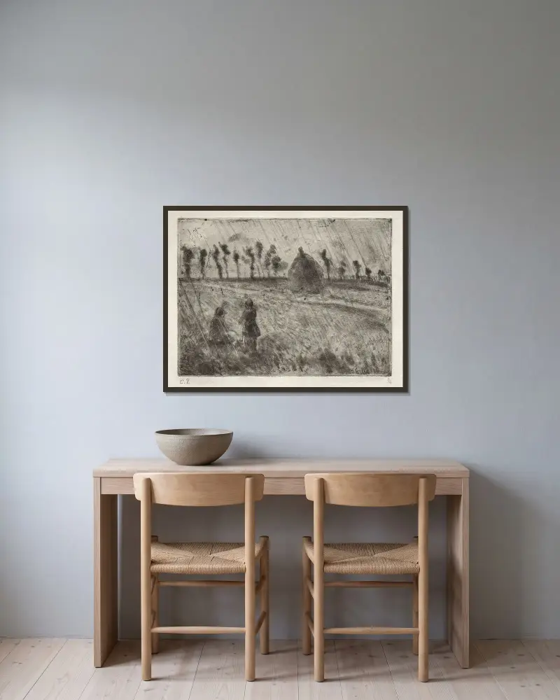 Rain Effects av Camille Pissarro inramad på en vägg