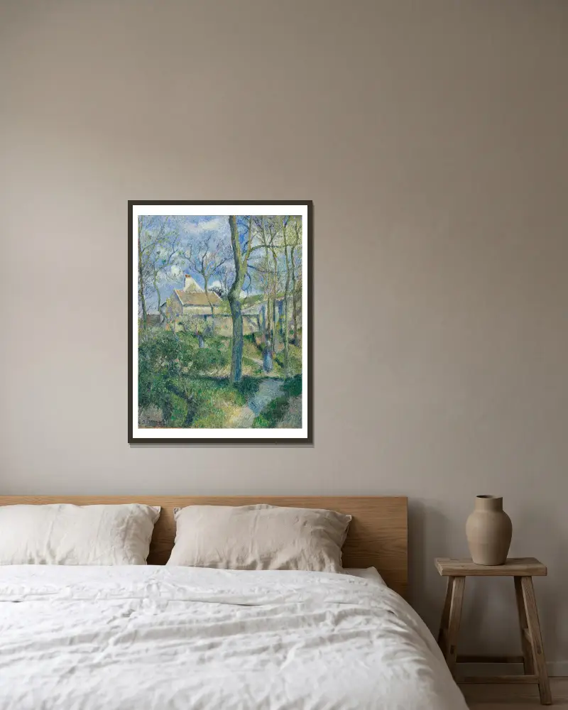 Der Weg nach Les Pouilleux, Pontoise von Camille Pissarro gerahmt an einer Wand