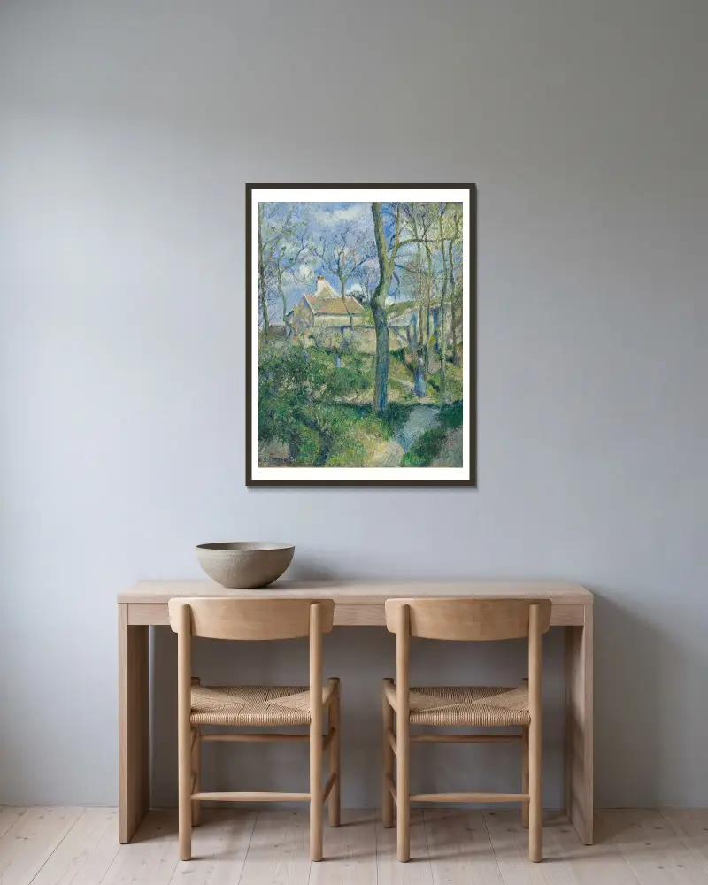Der Weg nach Les Pouilleux, Pontoise von Camille Pissarro gerahmt an einer Wand