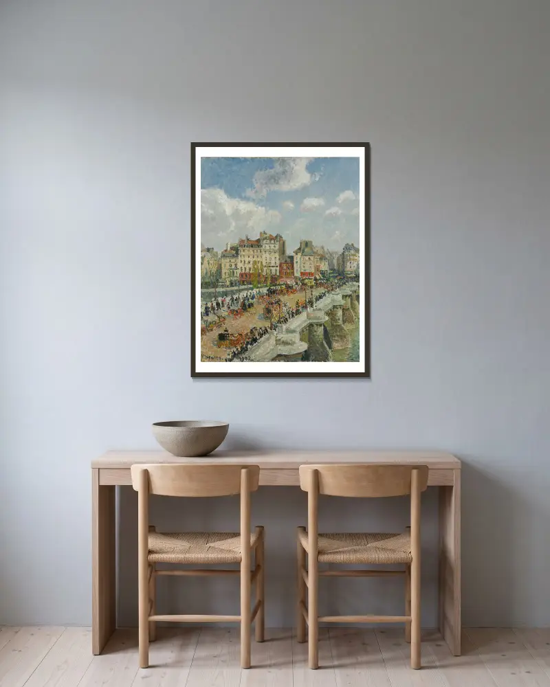The Pont-Neuf av Camille Pissarro inramad på en vägg