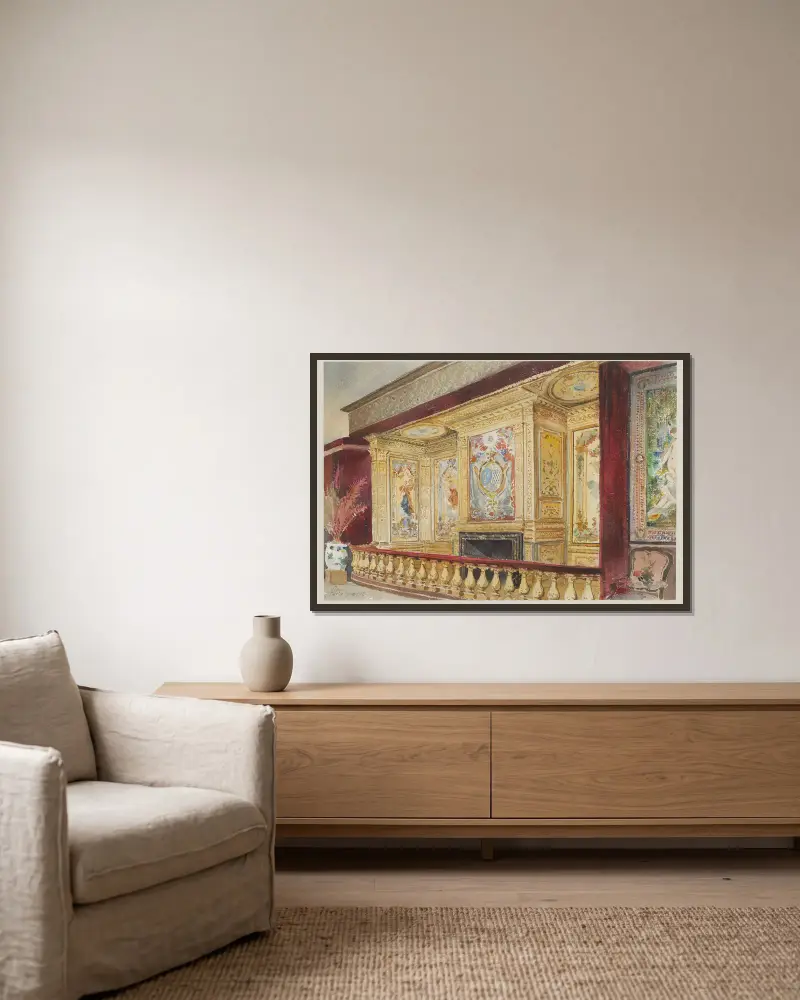 Exposition des Gobelins av Camille Piton inramad på en vägg