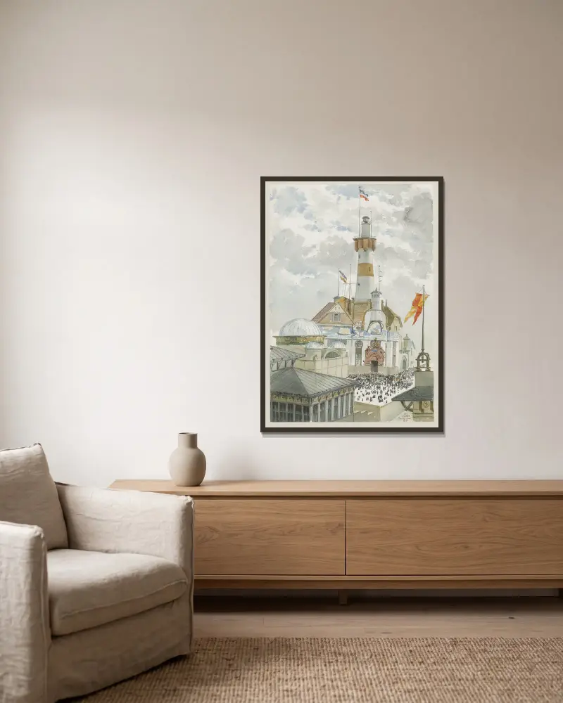 Phare de Roter Sand (Allemagne) av Camille Piton inramad på en vägg