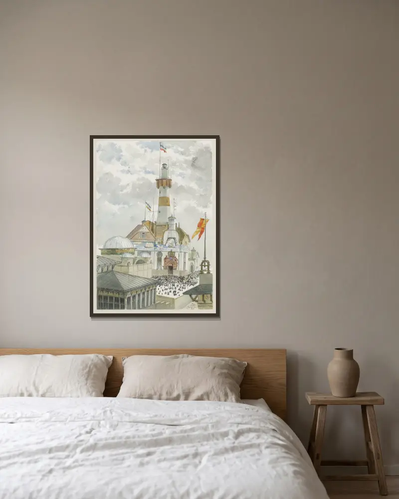 Phare de Roter Sand (Allemagne) av Camille Piton inramad på en vägg