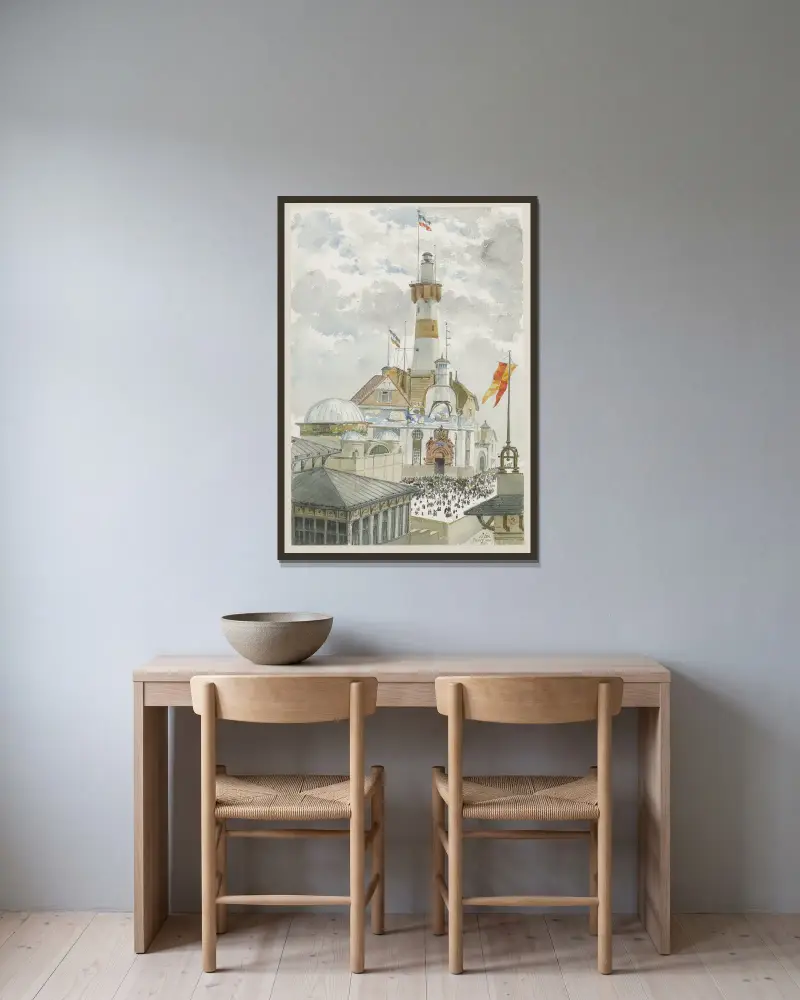Phare de Roter Sand (Allemagne) av Camille Piton inramad på en vägg