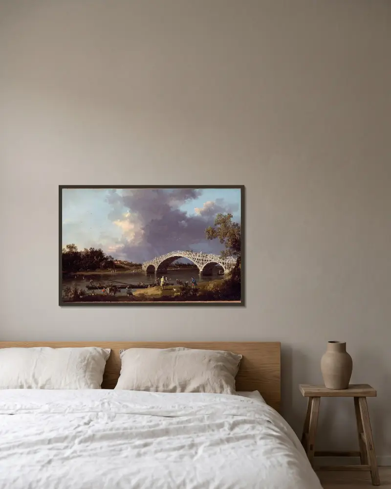 Utsikt över Walton Bridge av Canaletto inramad på en vägg