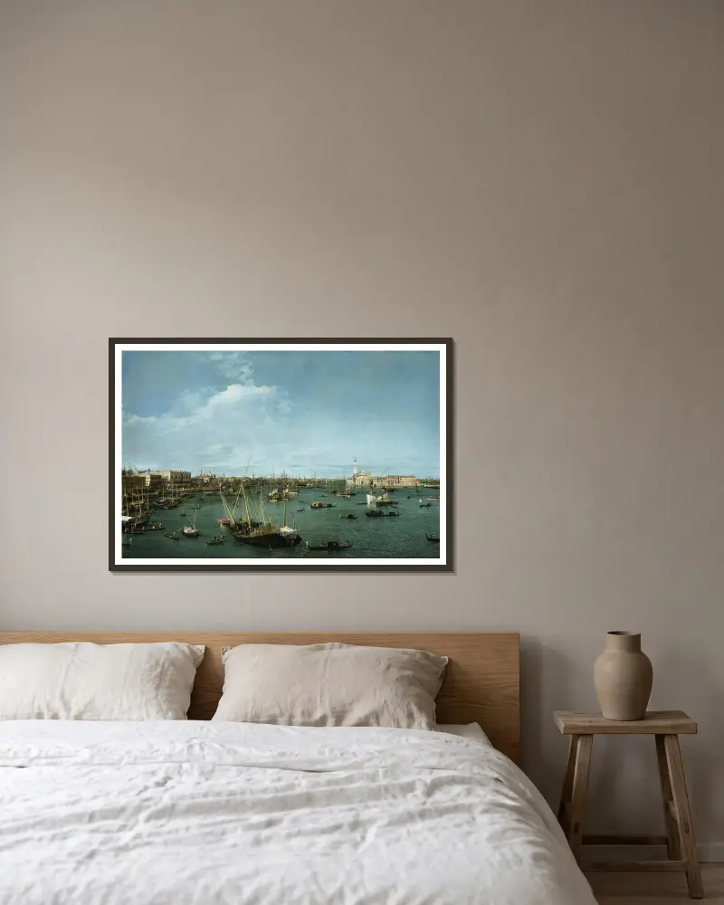 Bacino di San Marco, Venedig av Canaletto inramad på en vägg