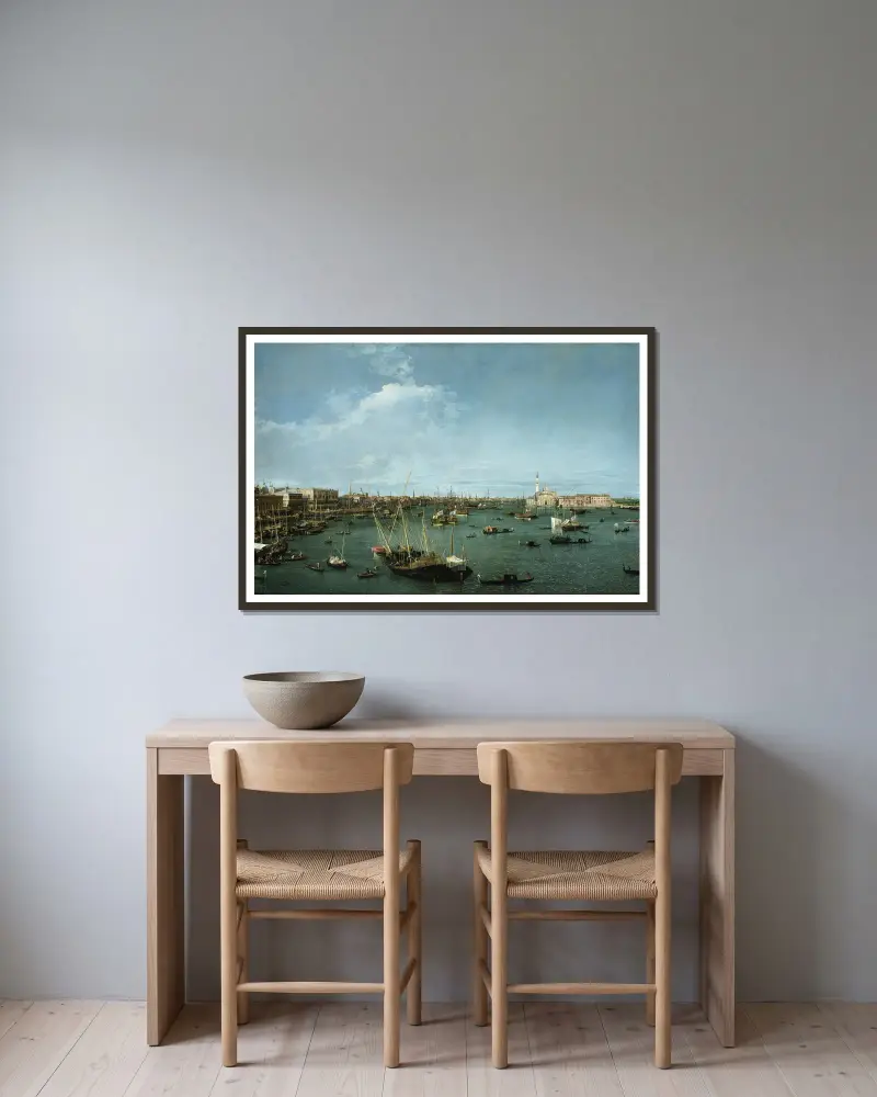 Bacino di San Marco, Venedig av Canaletto inramad på en vägg