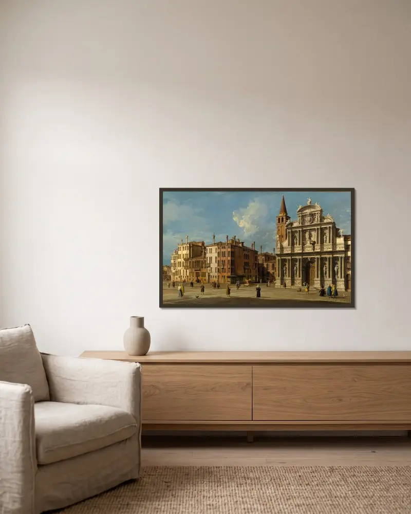 Campo Santa Maria Zobenigo, Venedig av Canaletto inramad på en vägg