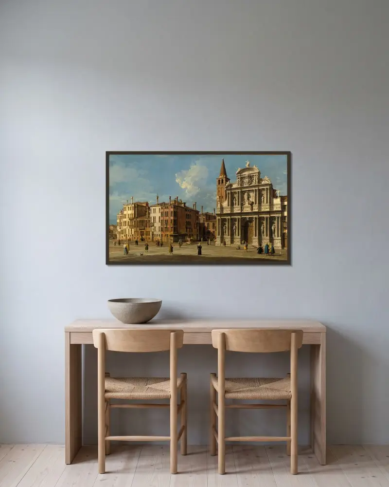 Campo Santa Maria Zobenigo, Venedig av Canaletto inramad på en vägg