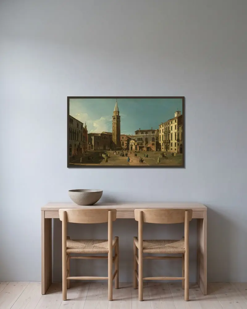 Campo Sant’Angelo, Venice av Canaletto inramad på en vägg