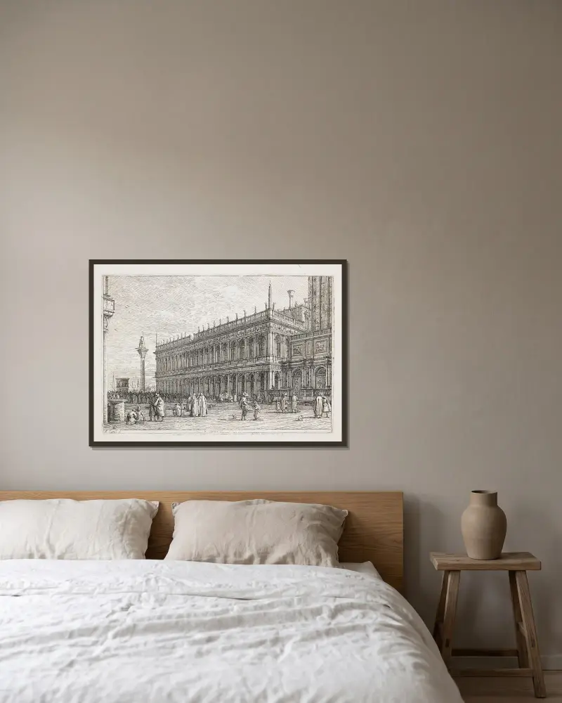 Biblioteket i Venedig, Canaletto w ramie na ścianie