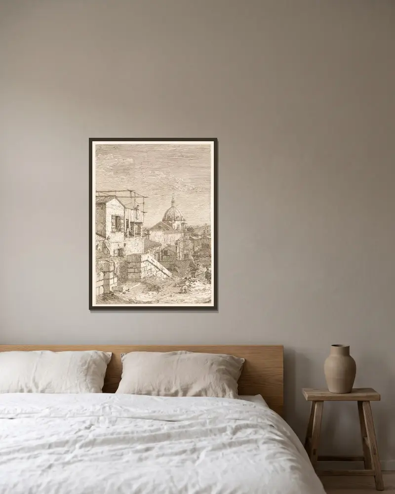 La Maison a l’inscription av Canaletto inramad på en vägg
