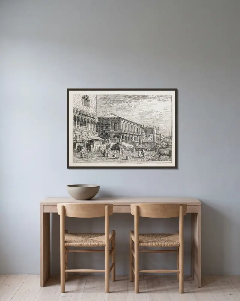 Le Preson. V, Canaletto w ramie na ścianie