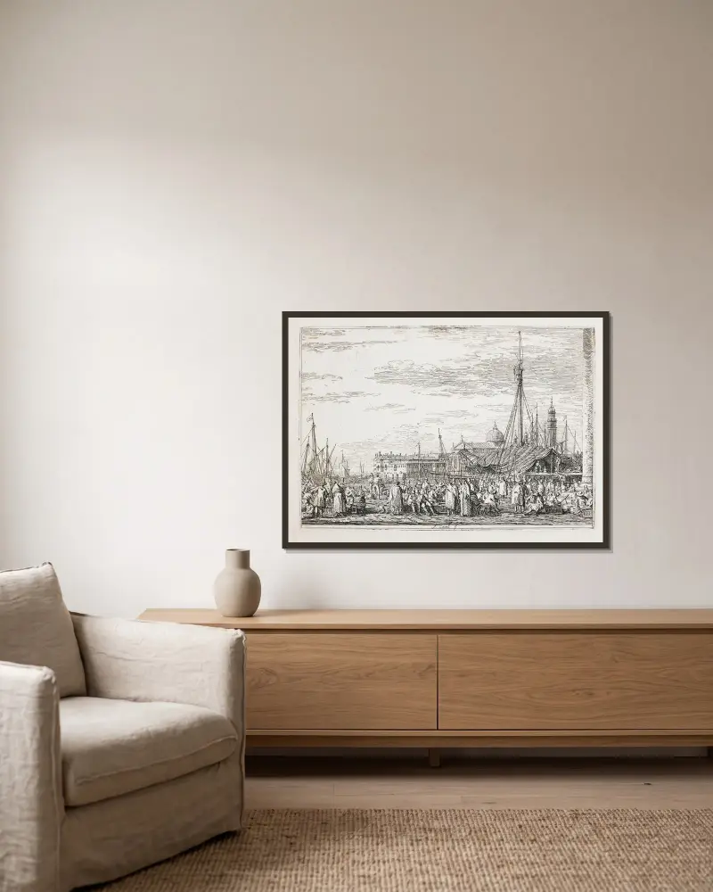 Markt am Kai von Canaletto gerahmt an einer Wand