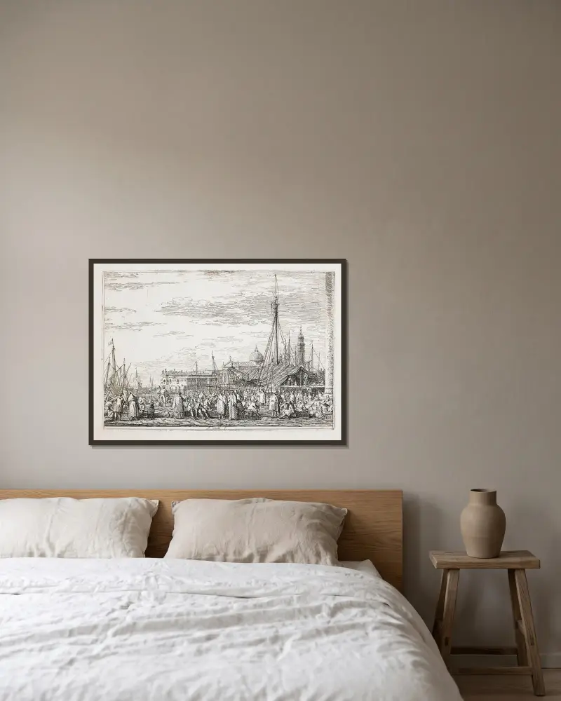 Markt am Kai von Canaletto gerahmt an einer Wand
