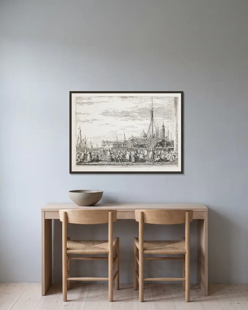 Markt am Kai von Canaletto gerahmt an einer Wand