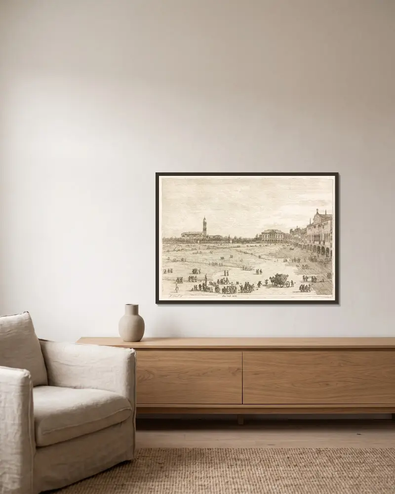 Prà della Valle, Padua av Canaletto inramad på en vägg