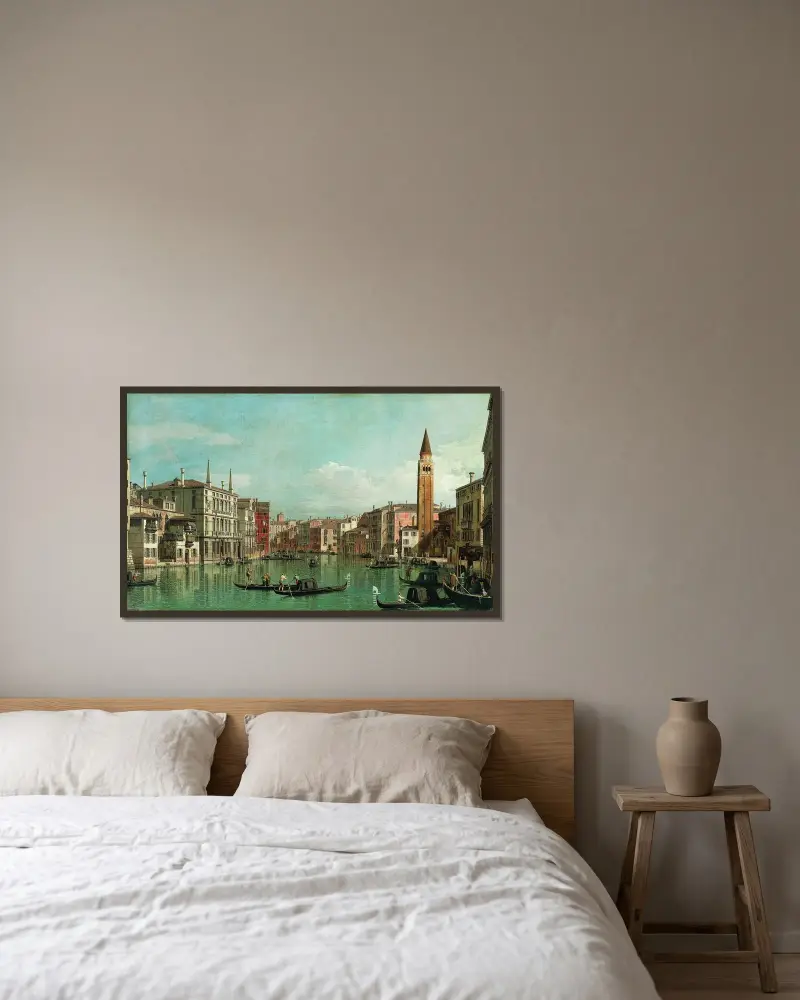 Canal Grande i Venedig, mot sydost, med Campo della Carità till höger av Canaletto inramad på en vägg