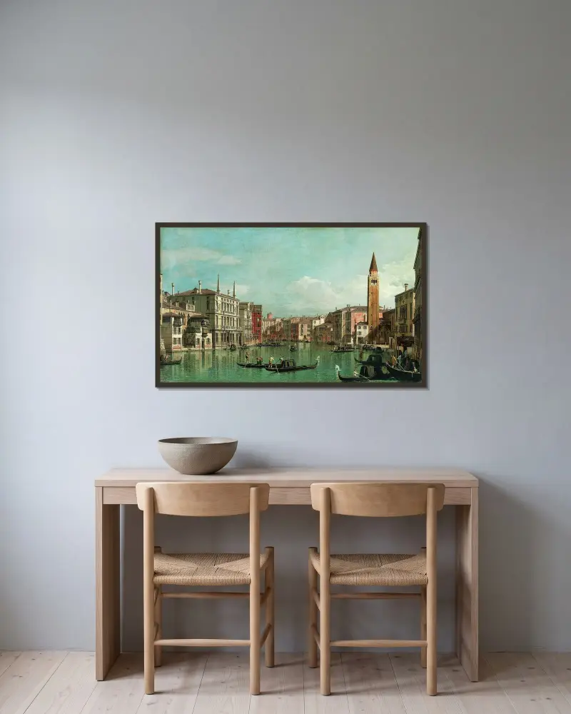 Canal Grande i Venedig, mot sydost, med Campo della Carità till höger av Canaletto inramad på en vägg