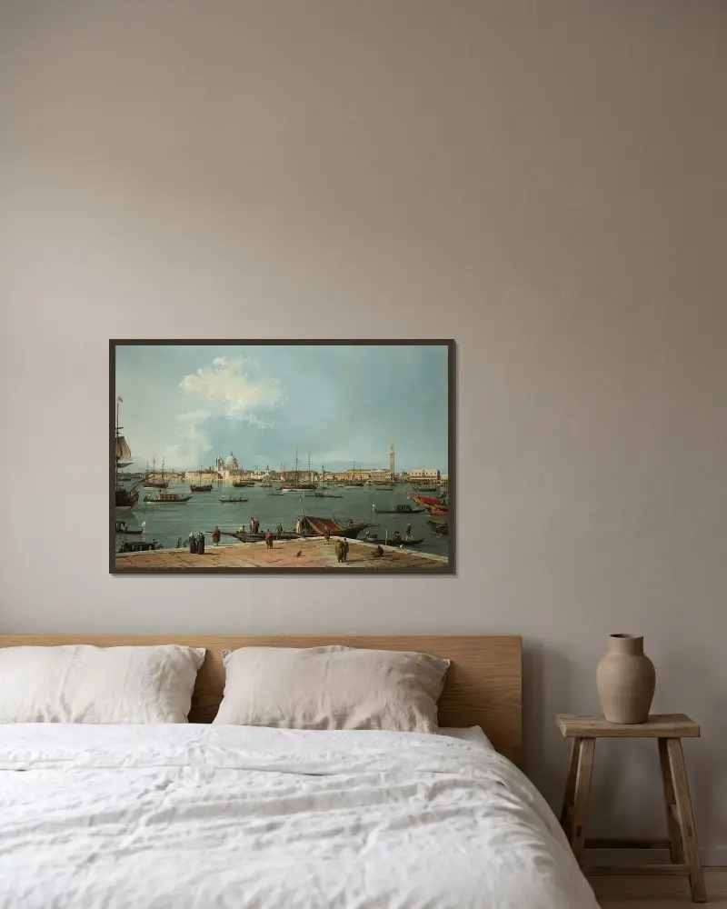 Venedig, Bacino di San Marco från San Giorgio Maggiore av Canaletto inramad på en vägg