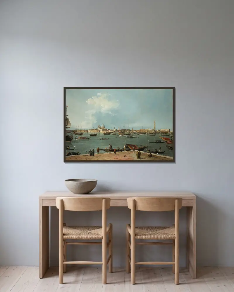 Venedig, Bacino di San Marco från San Giorgio Maggiore av Canaletto inramad på en vägg
