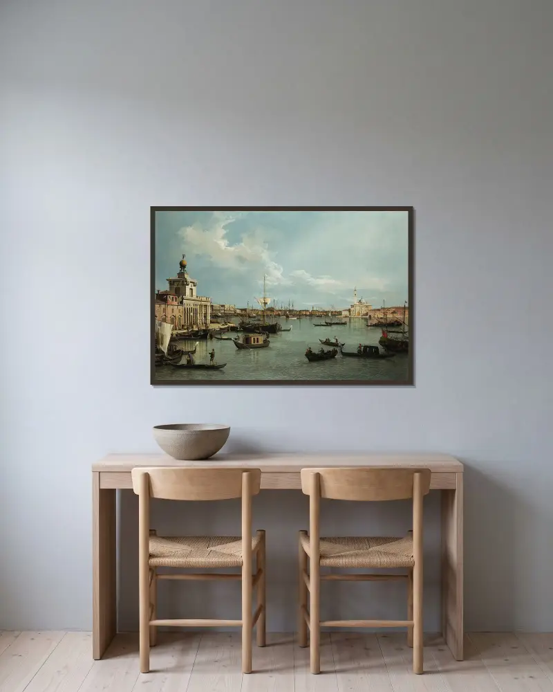 Venedig, Bacino di San Marco vom Canale della Giudecca von Canaletto gerahmt an einer Wand